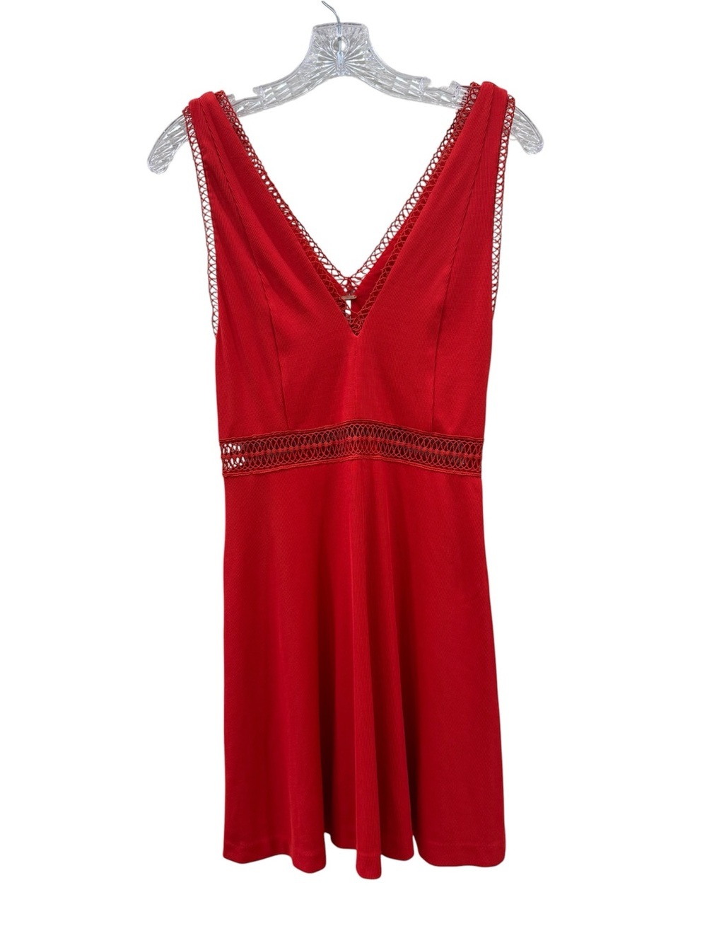 Free People King of My Heart Red Mini Dress Stretchy Ribbed - Picture 3 of 7